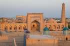 Khiva, Xorazm Region, Uzbekistan, Central Asia. Islam Khodja Madrasa and minaret. Art Print